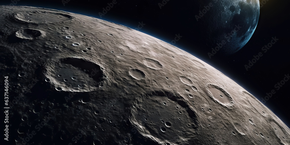 Moon surface with craters and space background. Universe beauty. Generatie AI