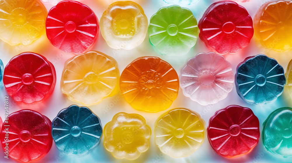 Fruit jelly candies background. Colorful sweet backdrop. Generative AI