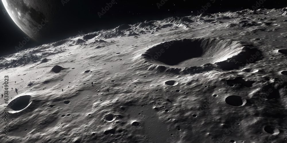 Moon surface with craters and space background. Universe beauty. Generatie AI