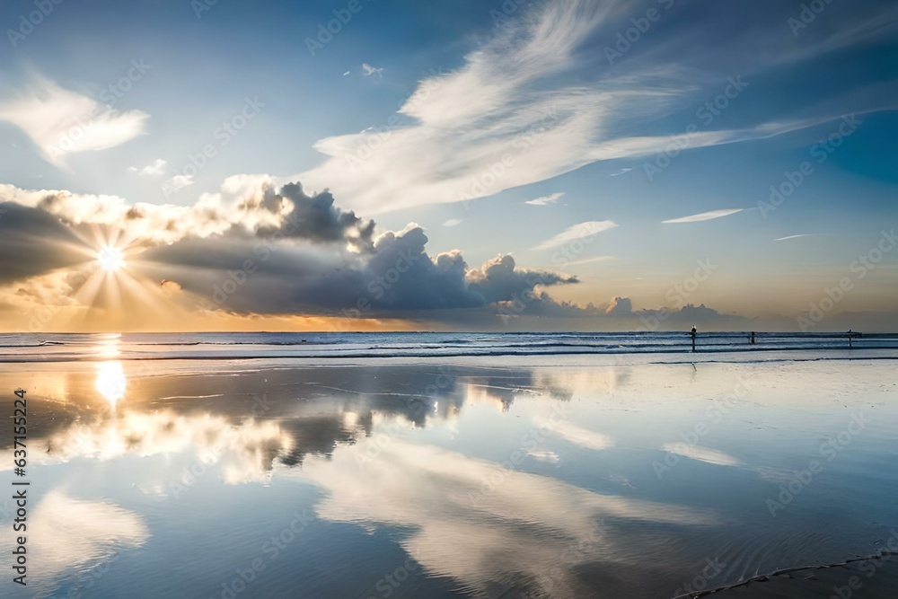 Clouds in sky in Summer, Norderney, East Frisia Island, North Sea, Lower Saxony, Germany