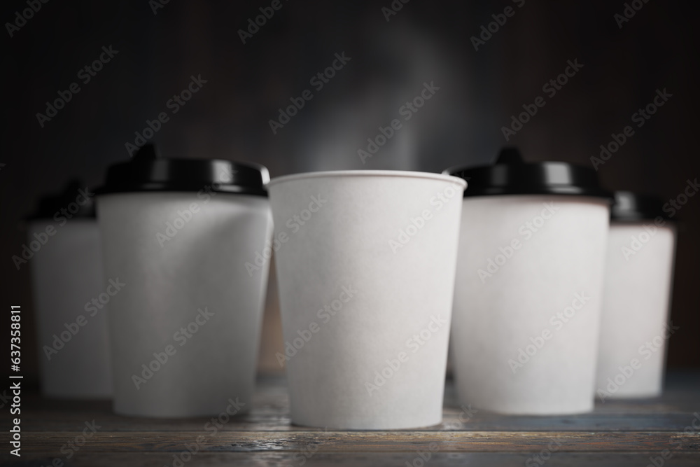 Disposable cup design. Paper cup mockup for your design. Bitter drink in a paper glass. 3D rendering