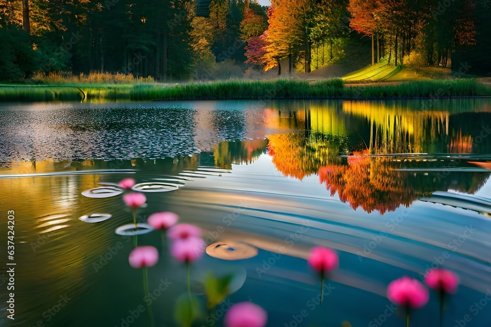 autumn landscape with lake