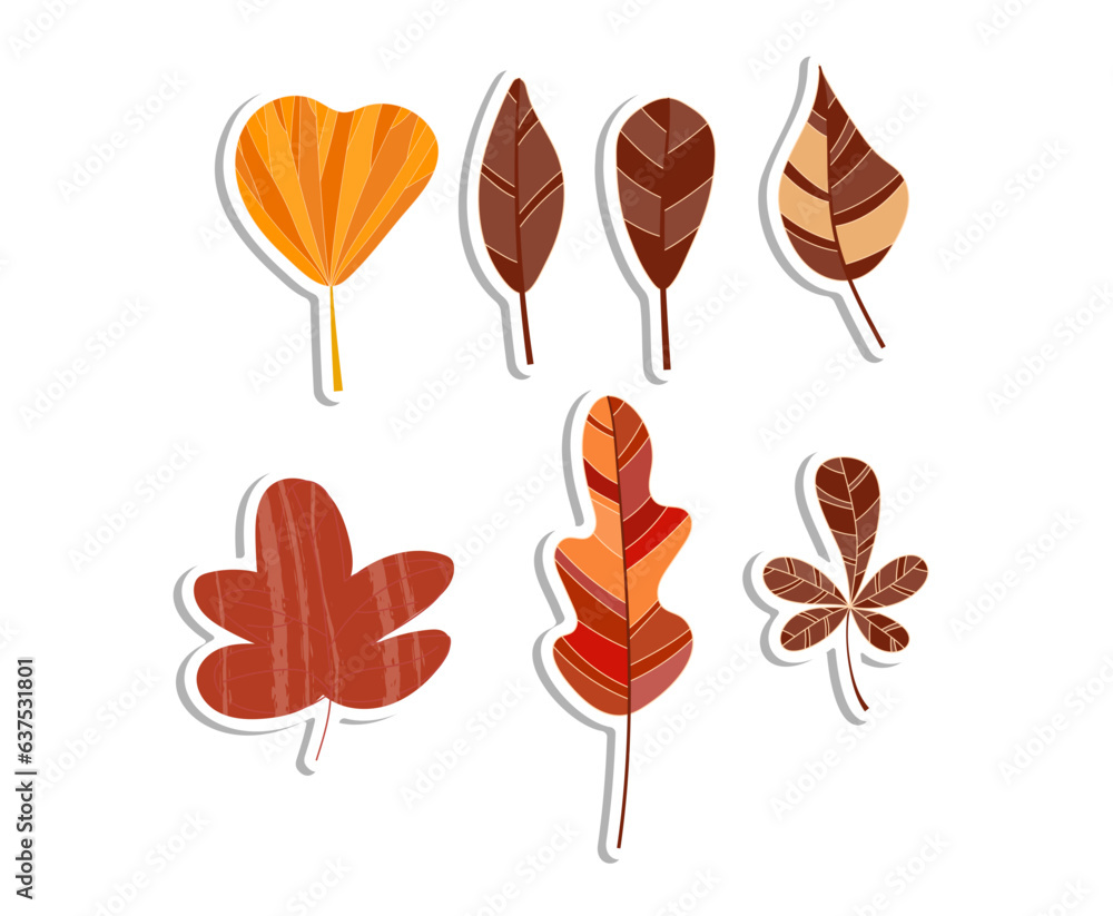 autumn  vector sticker with  autumn leaves textured cartoon