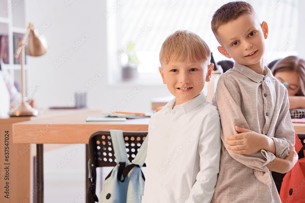 Little boys in classroom at school