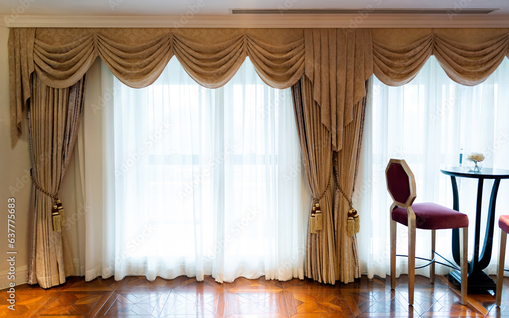 Luxury curtain with copy space in the middle