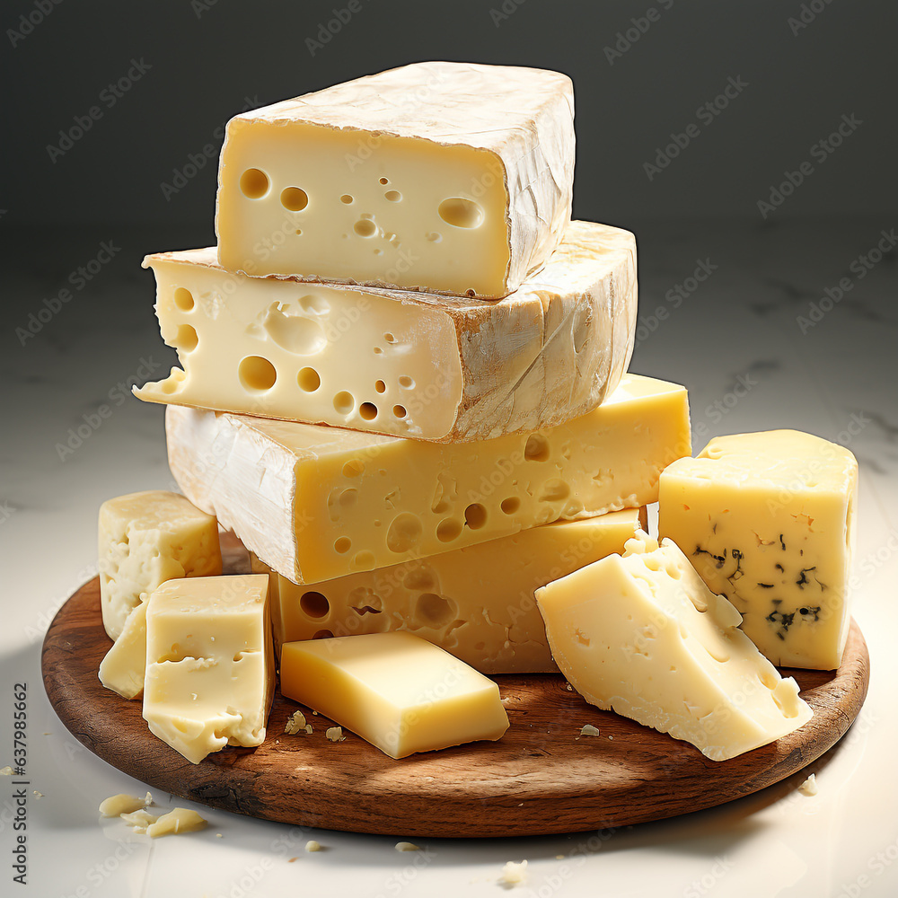 Yellow cheese on a white background