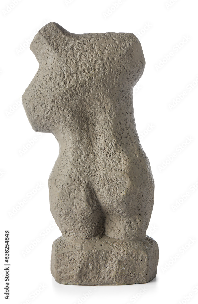 Figurine in form of female body without head on white background