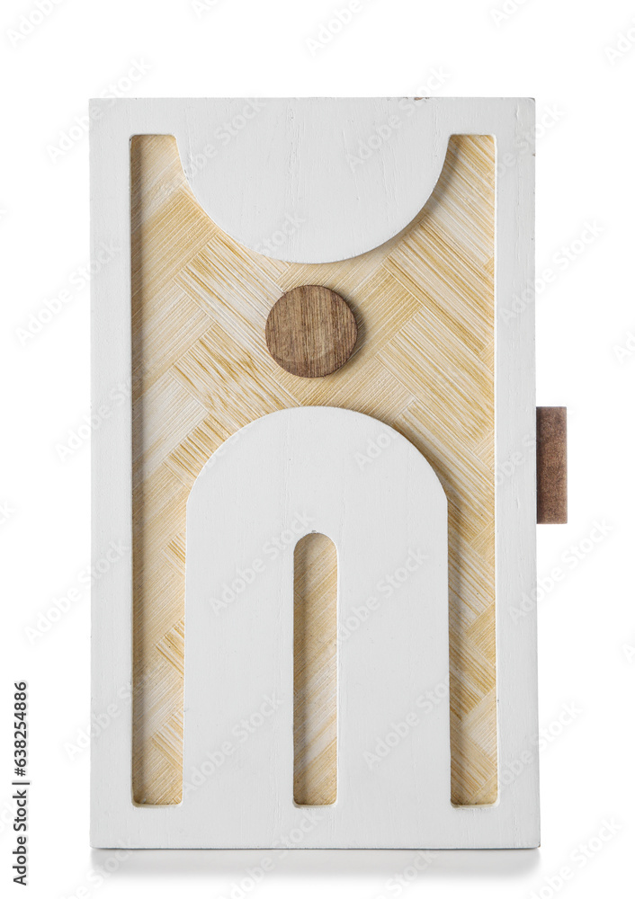 Wooden jewelry box on white background