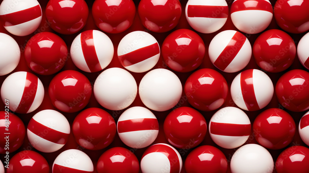 Red and white bonbons candies background. Generative AI