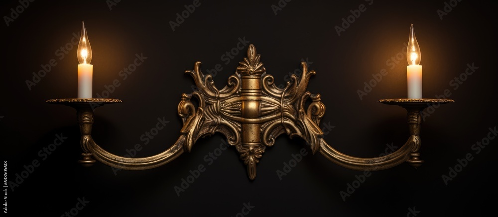 Gilded metal wall lamp with double electric candles