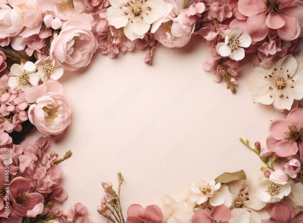 Pink flower background with an empty space for note