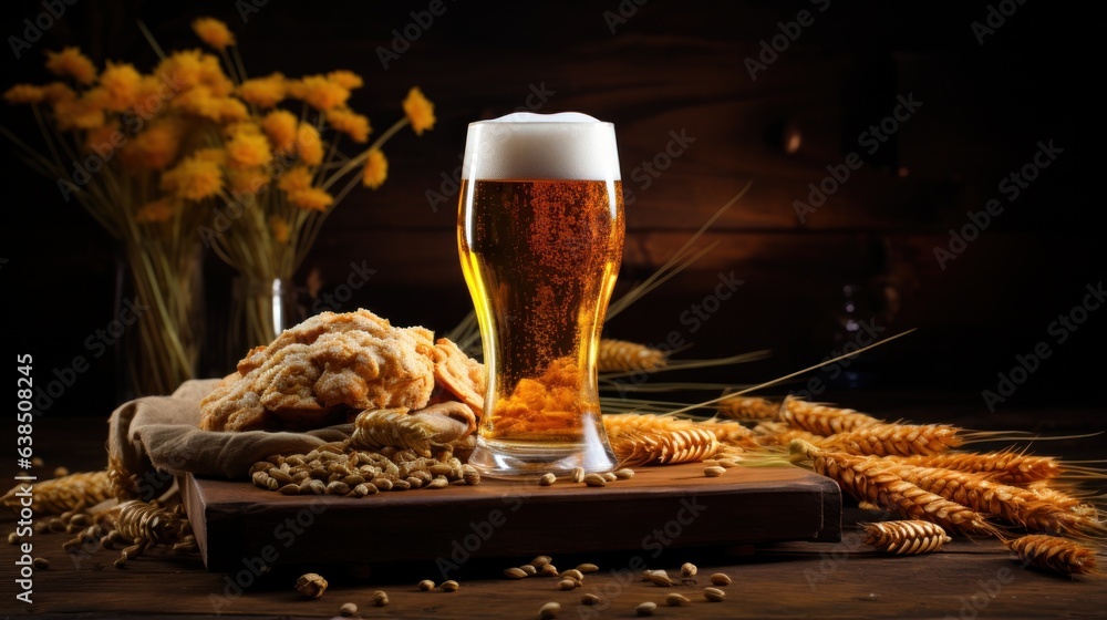 Beer and grain background