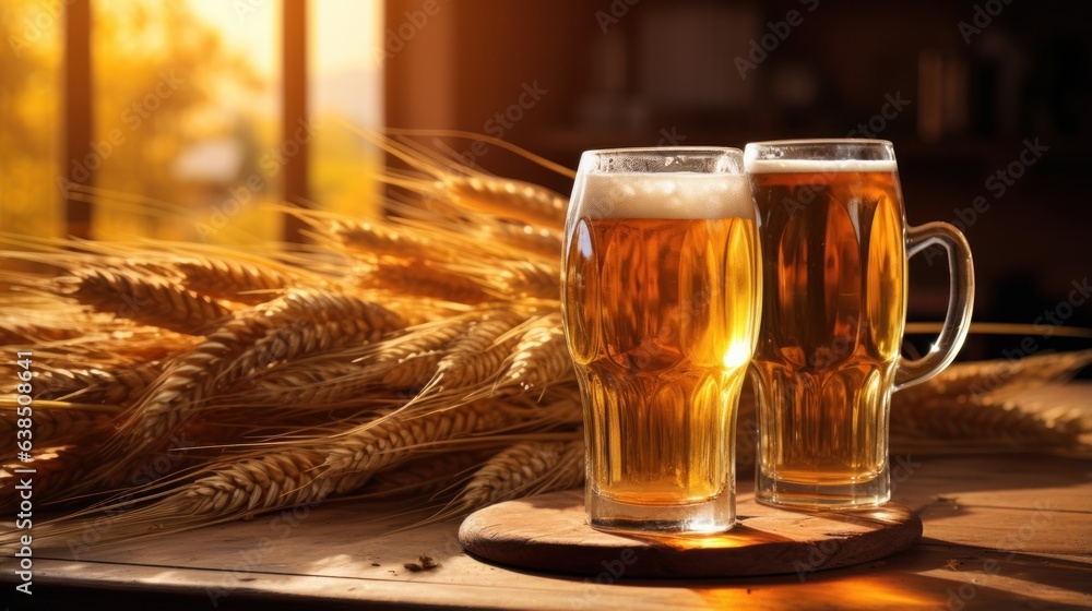 Beer and grain background