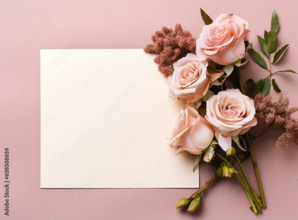 Pink flower background with an empty space for note