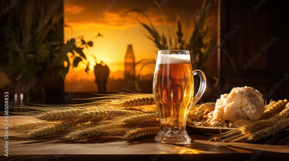 Beer and grain background