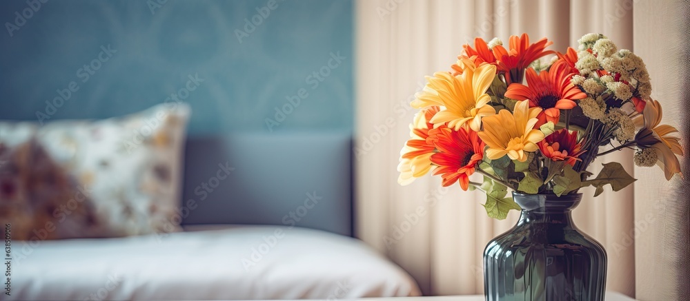 Flower decoration in hotel room