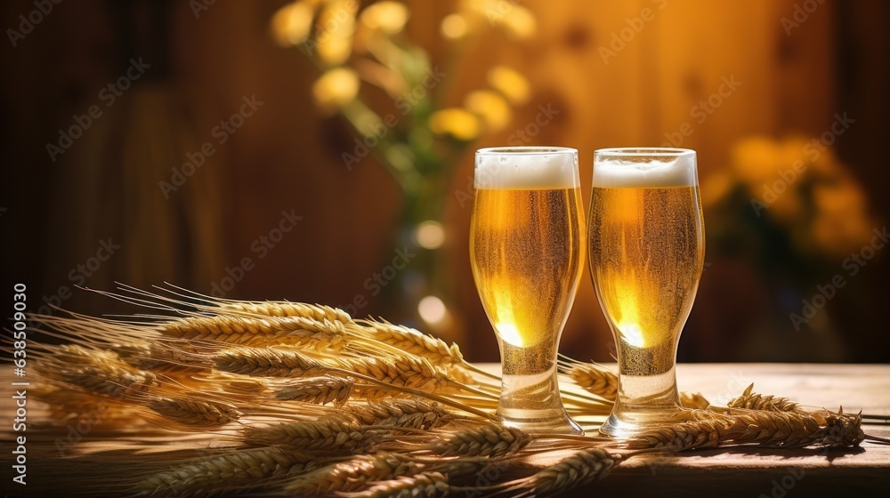 Beer and grain background