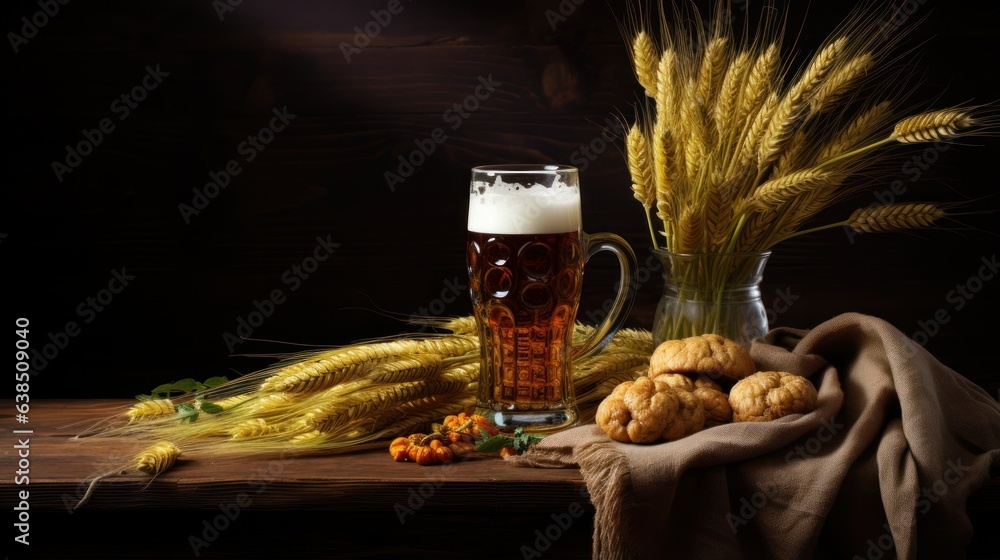 Beer and grain background