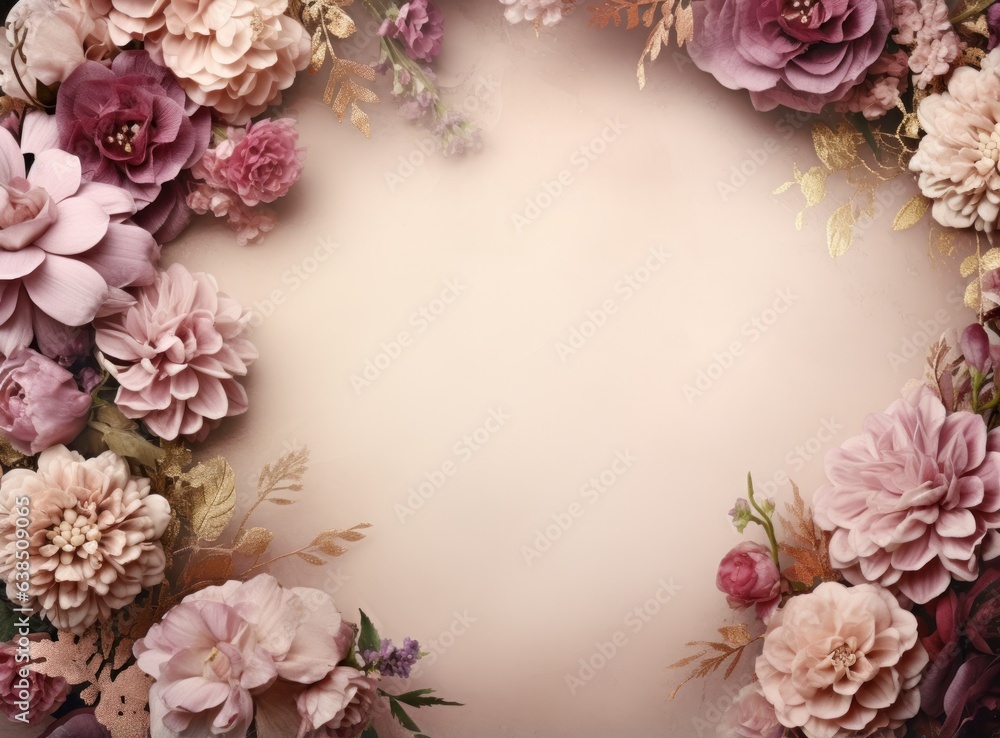 Pink flower background with an empty space for note