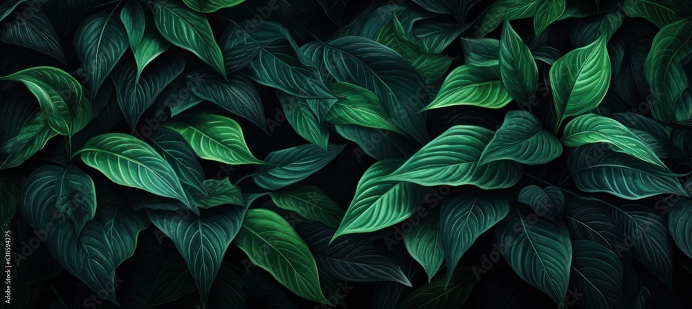 Green natural illustrated background with leaves