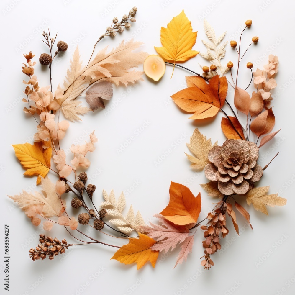 Circle frame from autumn leaves