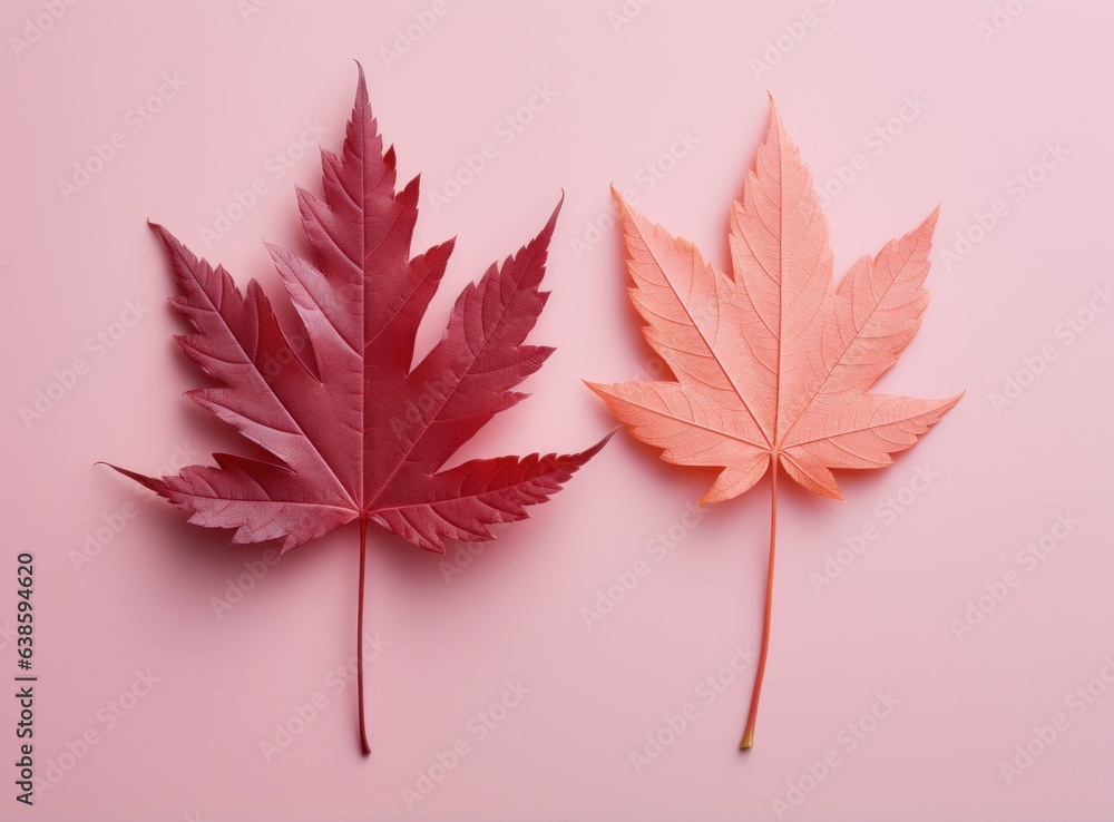 Pink colorful autumn leaves