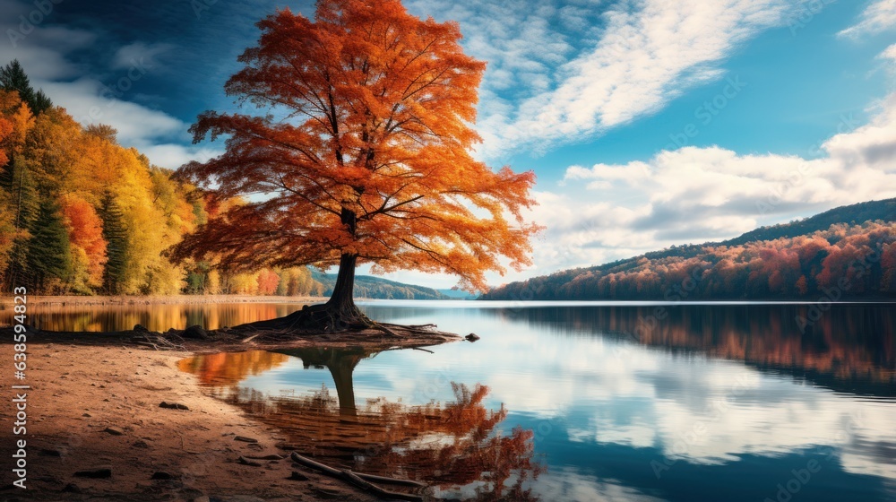 Autumn color trees background