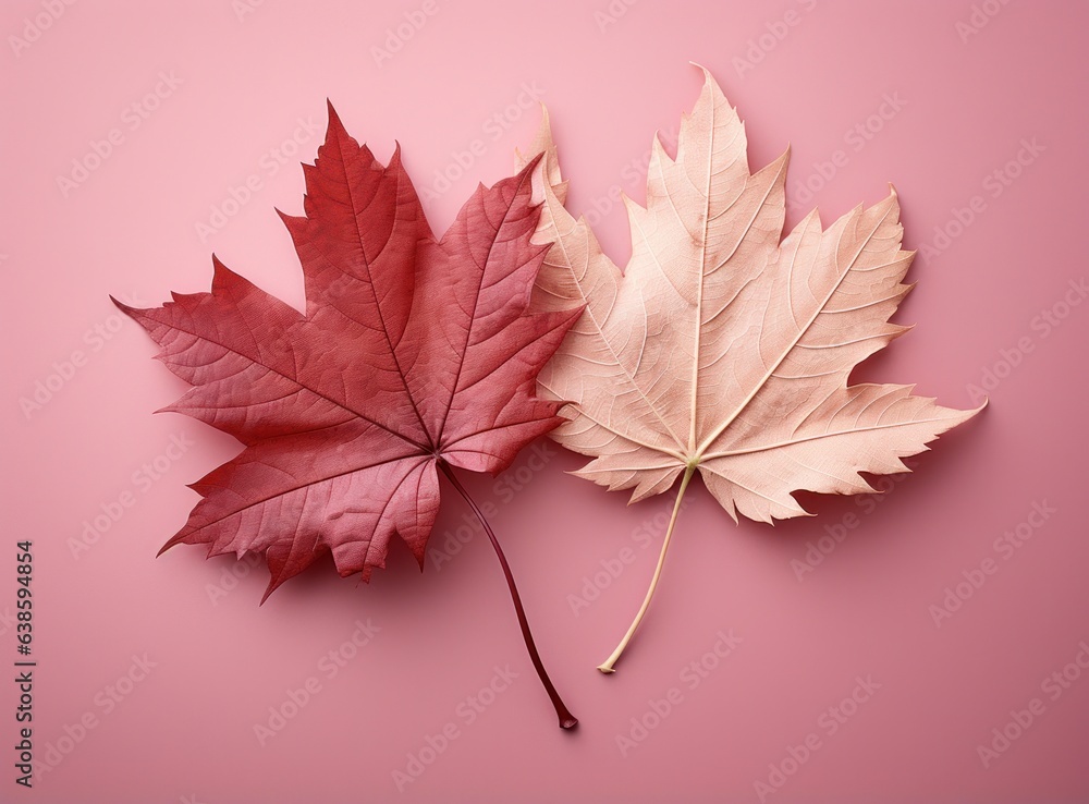 Pink colorful autumn leaves