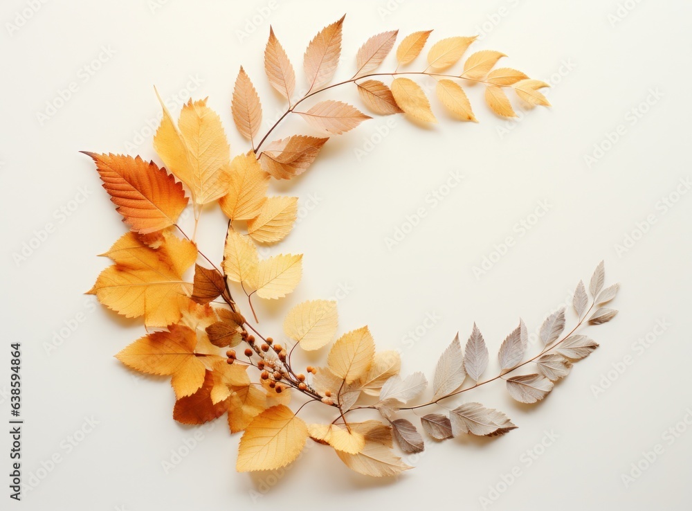 Circle frame from autumn leaves