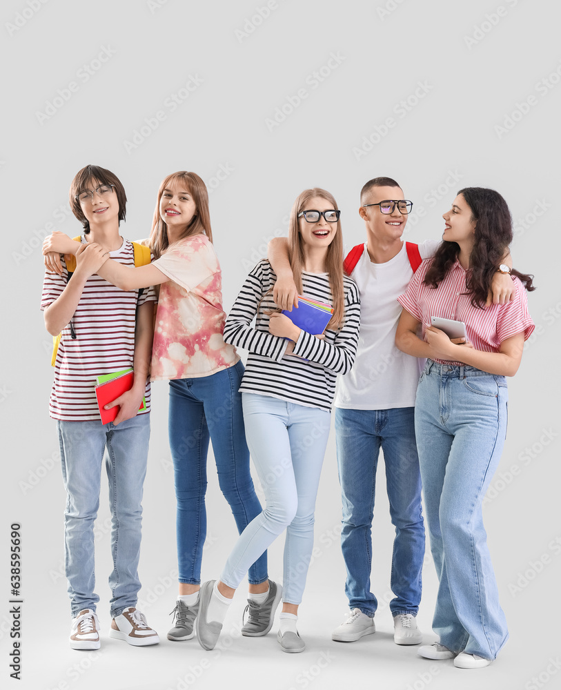 Group of students on light background