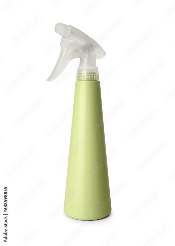 Green atomizer on white background