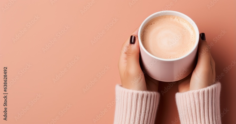 Woman hands with cup of coffee