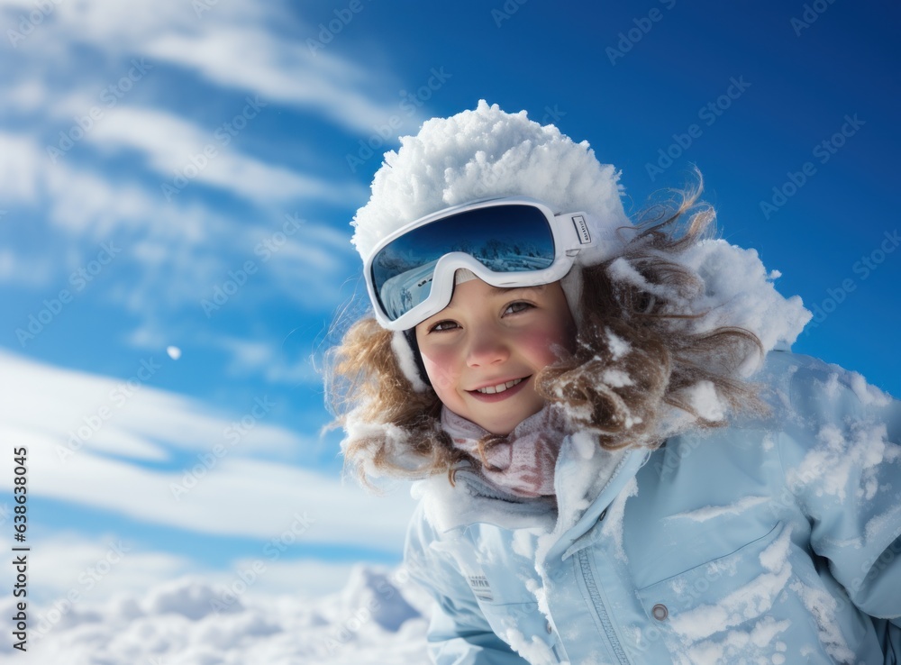 Skateboarder girls snowboarding on top of mountain