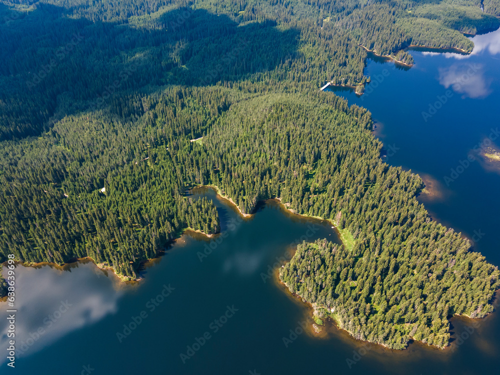 Aerial view of Shiroka polyana Reservoir, Bulgaria