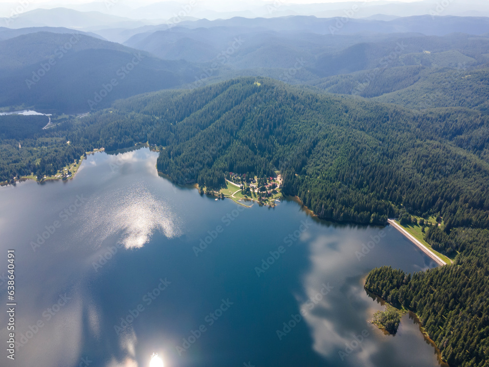 Aerial view of Shiroka polyana Reservoir, Bulgaria