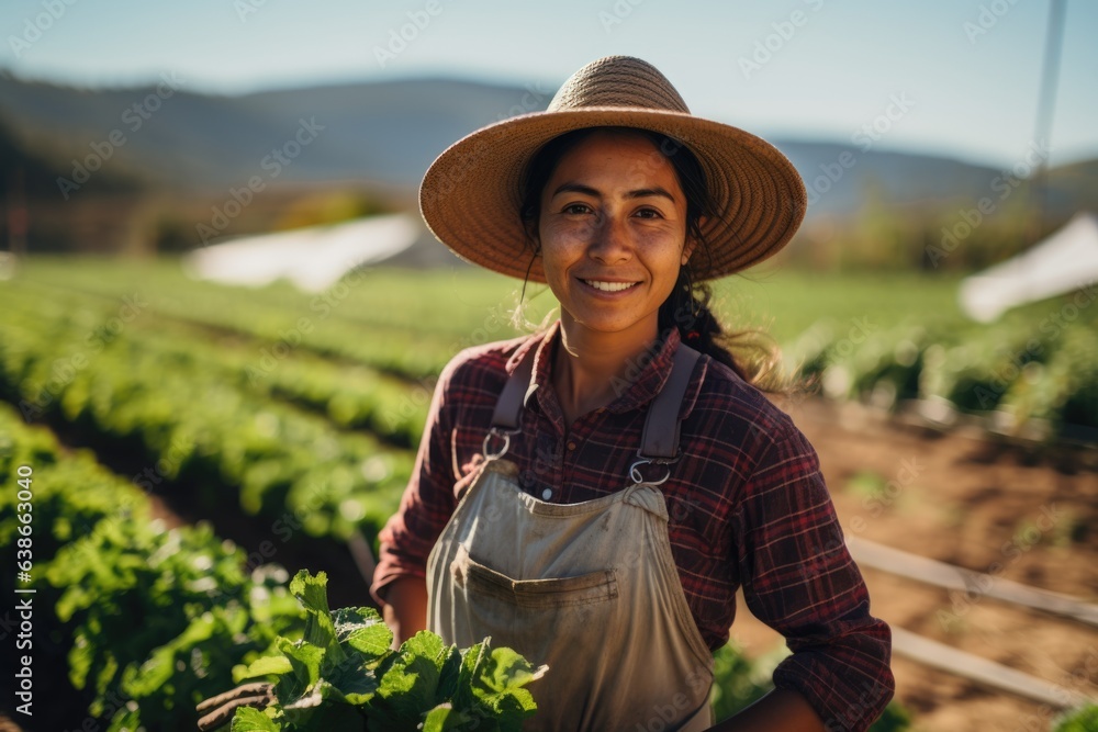 Young caucasian woman working on an organic farm