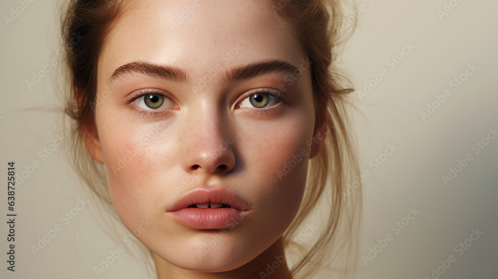 Beautiful teenage girl on an solid colored background