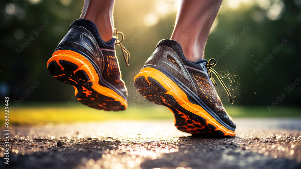 A person jogging with sneakers