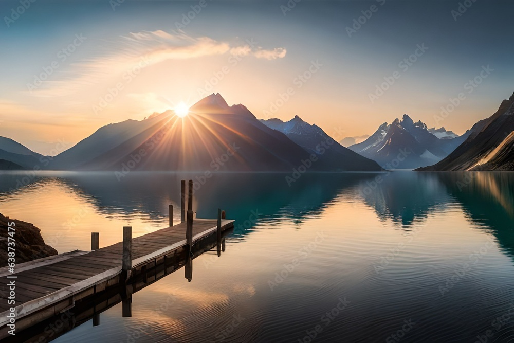 sunrise over lake