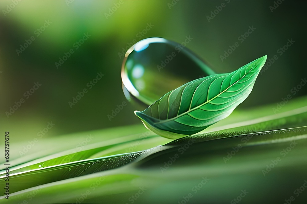 water drops on green leaf