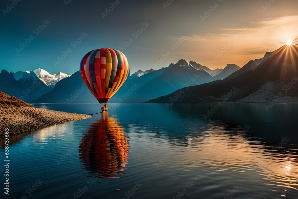 balloon over lake