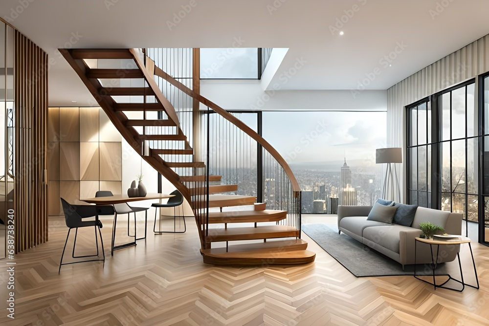 modern room with staircase