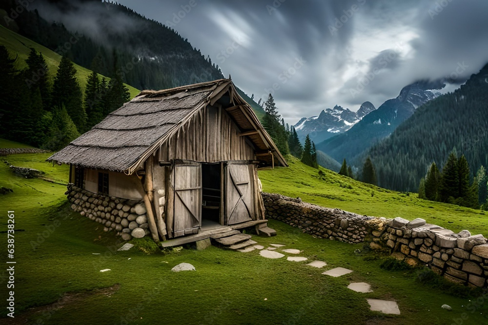 mountain hut in the mountains