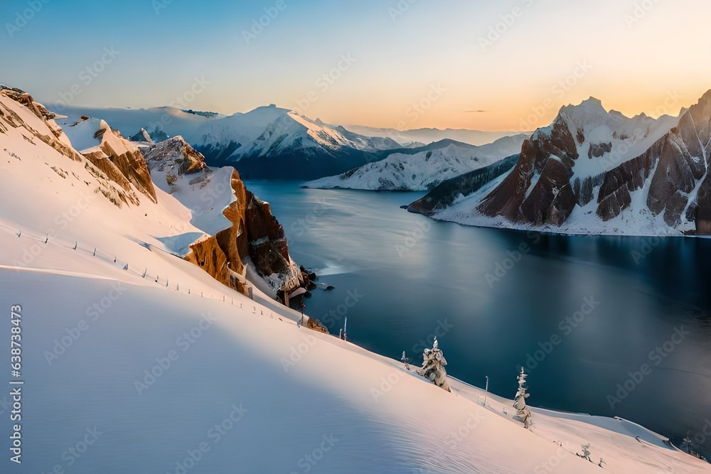 snow covered mountains