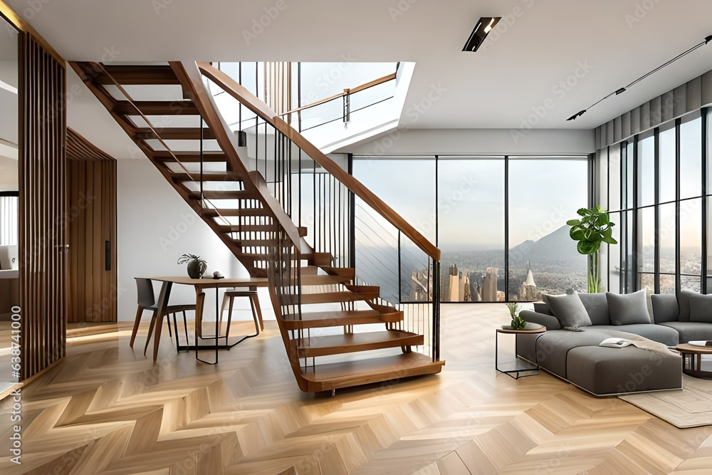 modern room with staircase