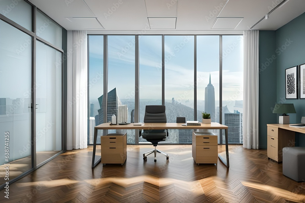 modern office interior with furniture