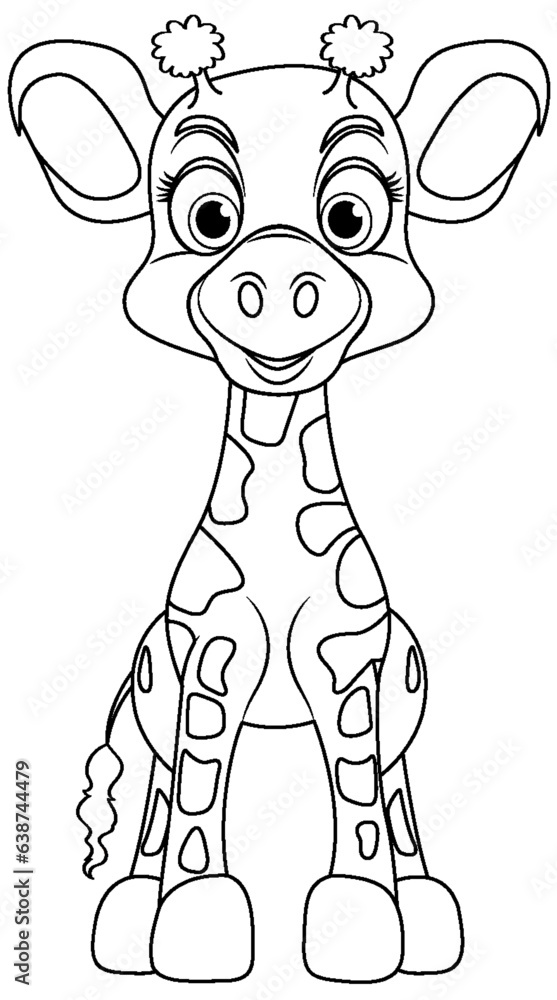 Coloring Page Outline of Cute Giraffe