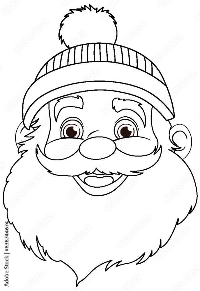 Smiling Cartoon Old Man with Beard and Mustache