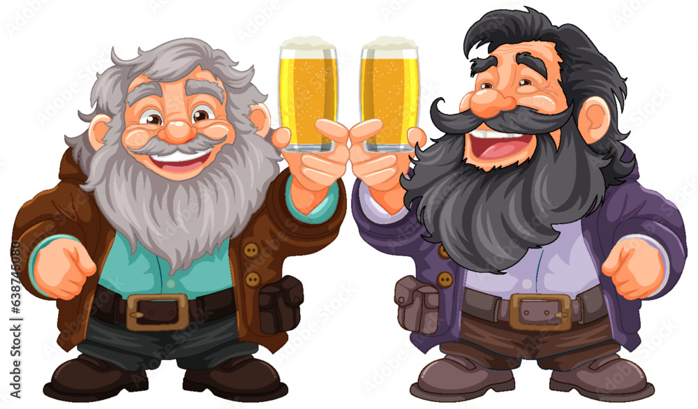 Cheerful Old Friends Enjoying Beer Celebration