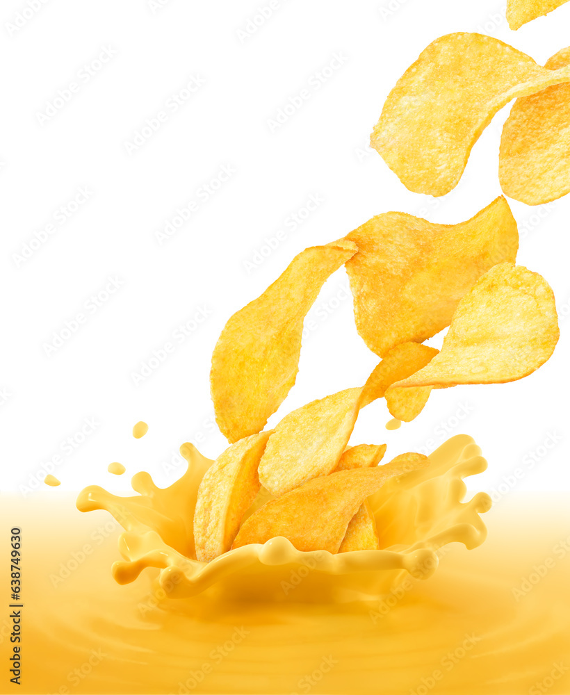 Chips fall into melted cheese